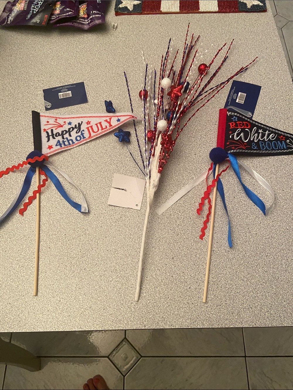 Red White and Blue Patriotic Party Picks - 3 Piece Set